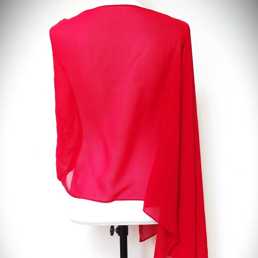 EILEEN FISHER Sheer Silk Georgette Wrap Boxy Fit Knee Length in  Red - Picture 5 of 10